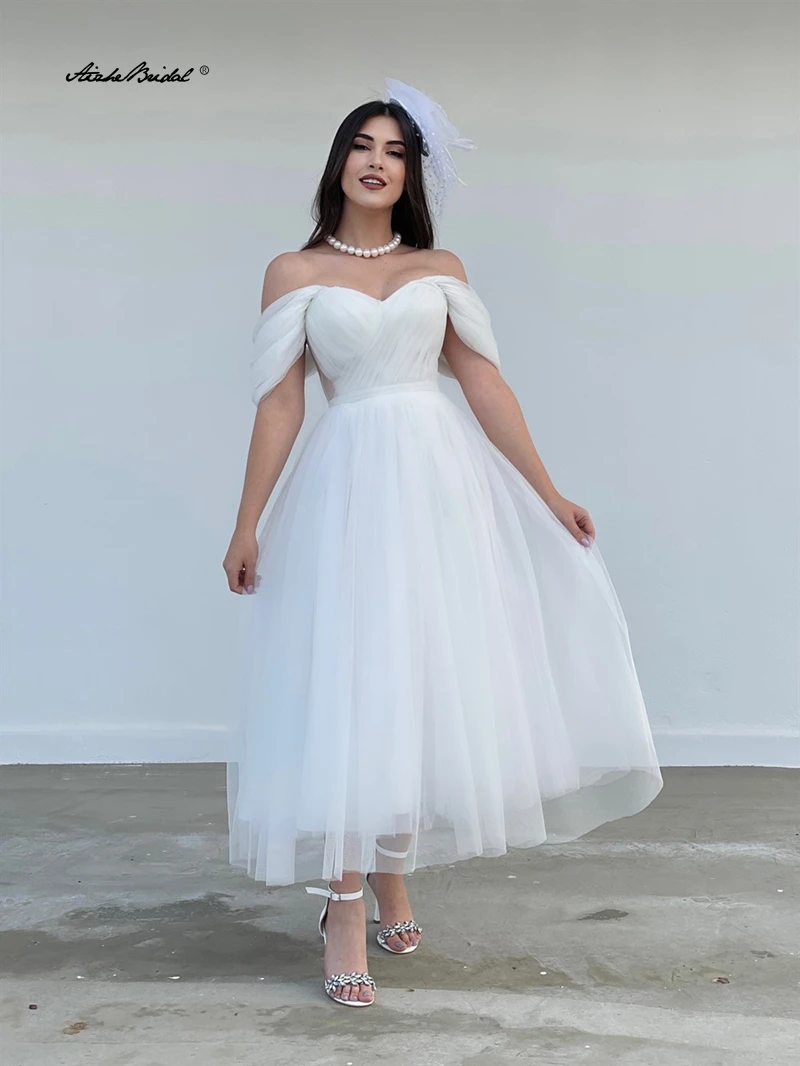 

платье вечернее с открытой спиной и короткими рукавами длиной до чая, торжественное платье для выпускного вечера, короткое женское специальное вечернее платье из белого тюля