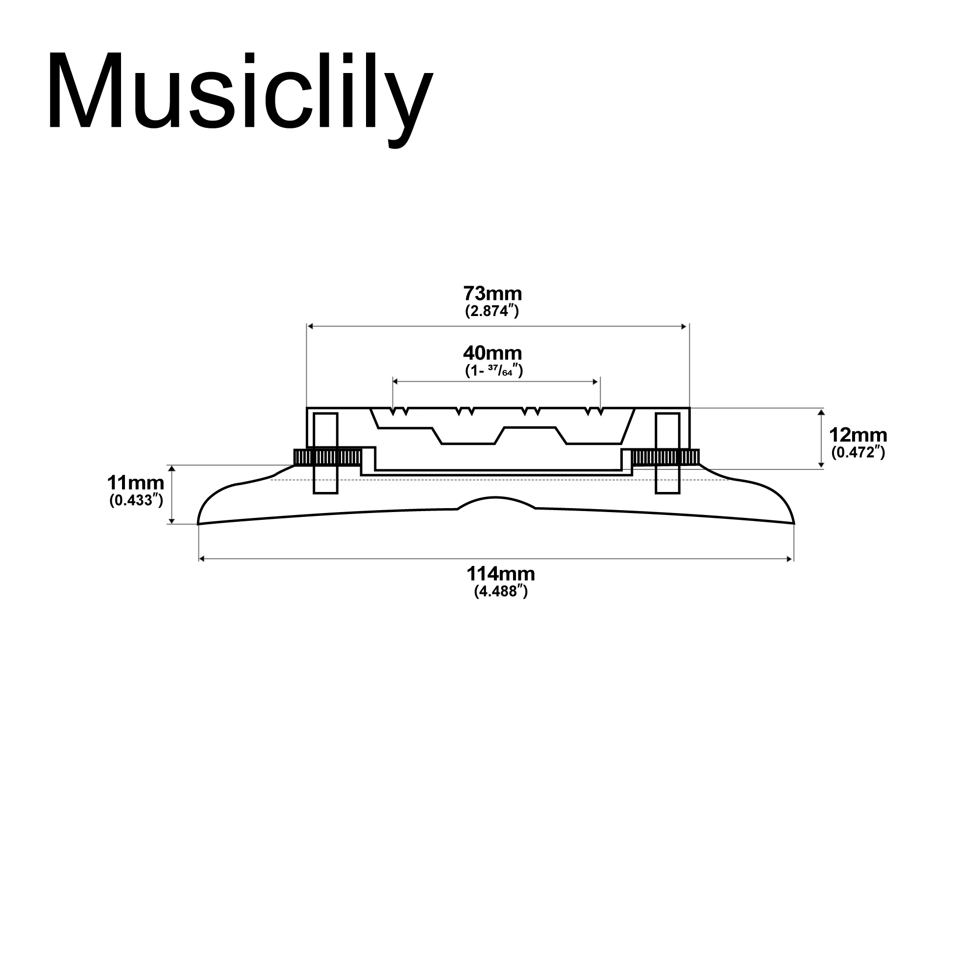 Musiclily Pro 40mm(1-37/64 inch) Rosewood Adjustable Compensated Mandolin Bridge
