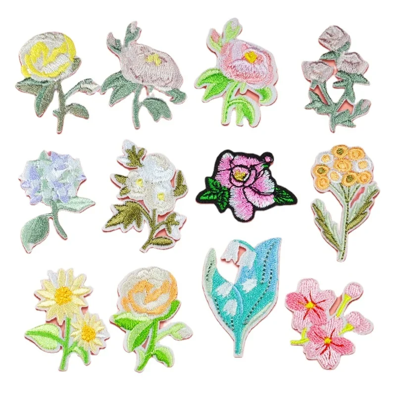 50pcs/Lot Luxury Embroidery Patch Rose Lily Flower Women Shirt Dress Hat Clothing Decoration Accessory Craft Diy Applique