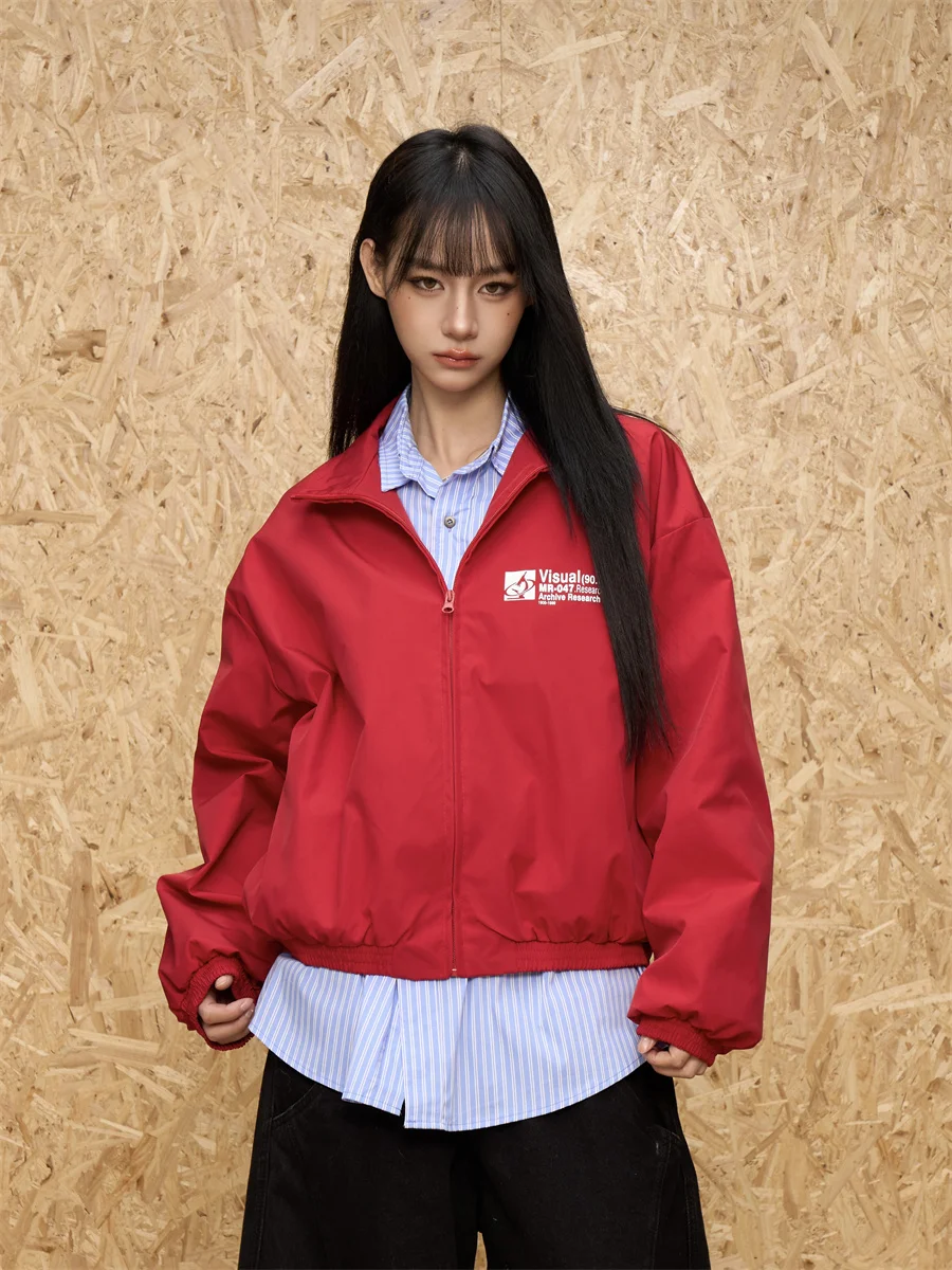 

Женское свободное повседневное пальто на молнии в стиле ретро ort Jaet, весна 2026, длинное женское пальто с воротником-стойкой