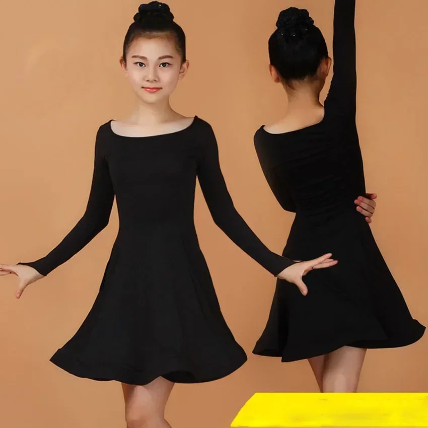 Latein-Tanzkleid für Mädchen, Gesellschaftstanz, lateinamerikanisches Kinder-Tanzkostüm, 2024, Nachrichten, Kragen, moderner Karneval, Jazz-Tanzkleidung