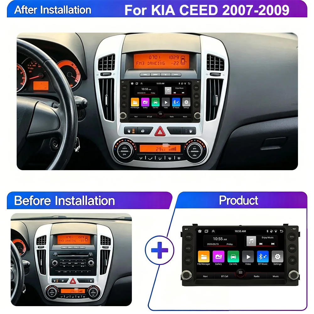 Android Auto Radio For KIA Ceed 2007 2008 2009 Multimedia Smart Player Wireless CarPlay Navigation GPS Stereo BT FM Mirror Link