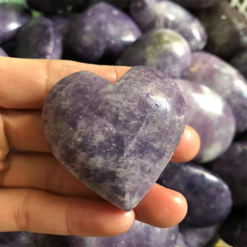 Natural Stone Lepidolite Crystal Heart Love Powerful Chakra Energy Wicca Purple Crystals And Stones Healing Spiritual Witchcraf