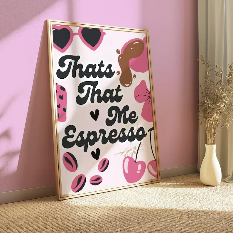 سابرينا نجار اسبريسو قصيرة N كلمات الموسيقى الحلوة مستوحاة الجمالية المشارك حائط لوح رسم صورة فنية ديكور المنزل هدية