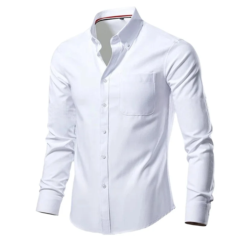 Plus Size Men Clothing White Long Sleeves Shirts Korean Social Business Elegant Camisa Masculina Vintage Mens Dress Shirt 6XL