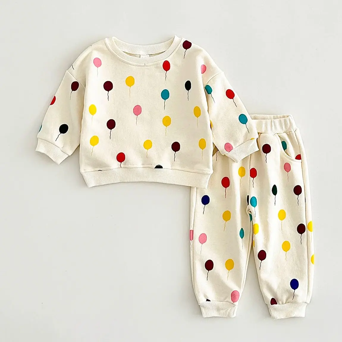 مجموعة ملابس أطفال أولادي وبنات ، بدلة أطفال ، ملابس لحديثي الولادة ، طباعة بالونات ملونة ، احتفال عيد ميلاد ، خريف ، ربيع #3