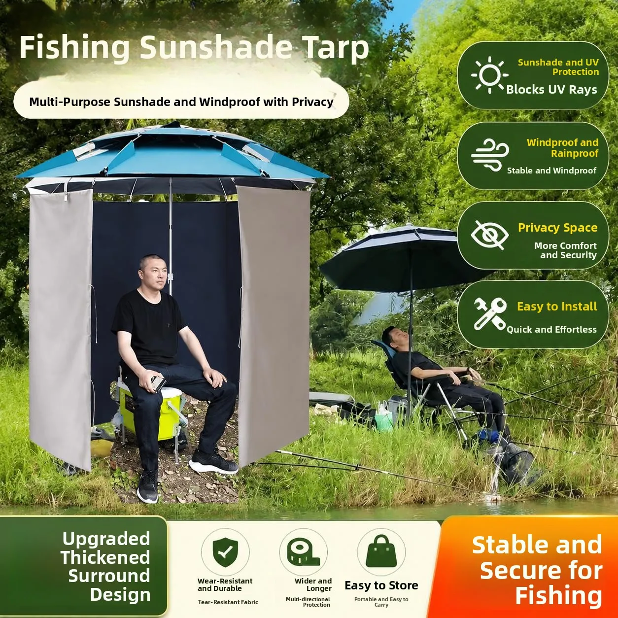 

Outdoor Fishing Sunshade Umbrella Universal Waterproof Sun Protection Courtyard Stall Cloth Windproof Bathing Frame Cover