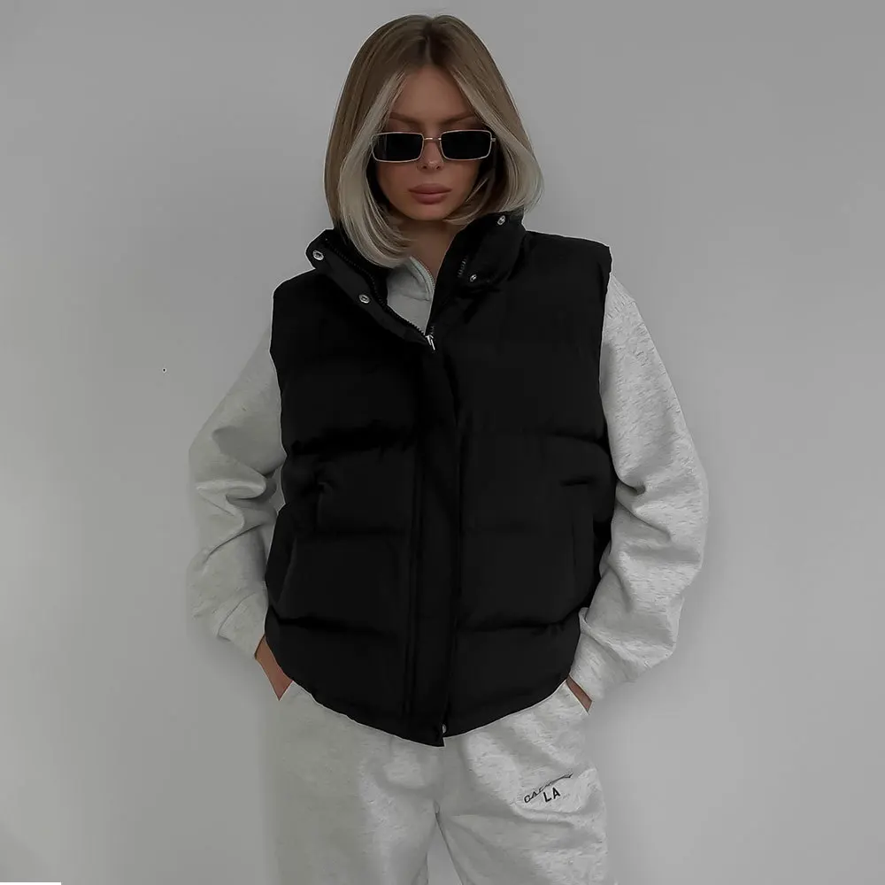 Women Winter Vest Coat Sleeveless Hooded Thick Cotton Down Coat Women Tops Loose Style Warm Jacket Coat Casaco Feminino