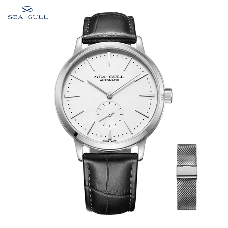 Seagull-Reloj de negocios para hombre, pulsera mecánica de cuero, resistente al agua hasta 50m, para San Valentín, 2023, 6075