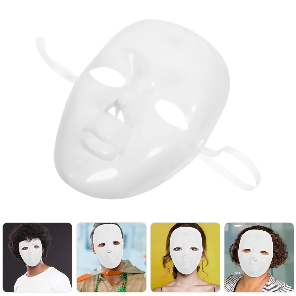 2 Pcs Blank Hand Drawn Mask Masquerade DIY Plastic Masks The Party Bulk Makeup White to Decorate for