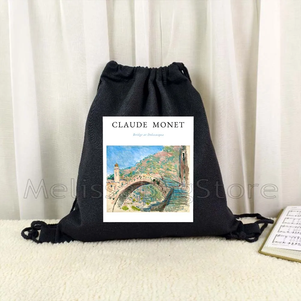 Claude Monet Waterlelies Rivier Bloemen Zonnebloemen Zonsondergang Zonsopgang Landschap Kunst Schilderij Tasje Voetbal Rugzak Sackpack