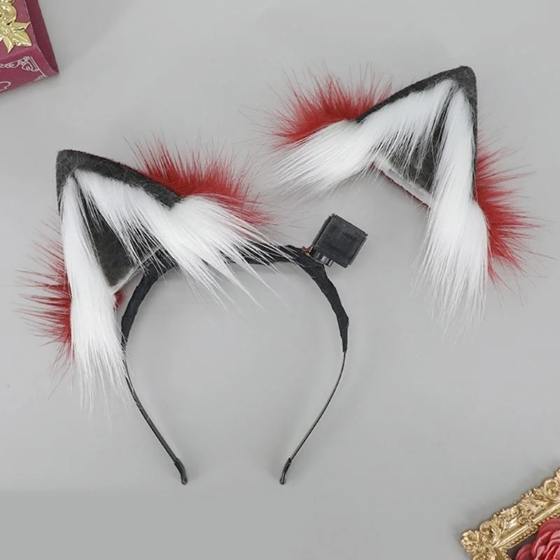 

Electric Wolf Ears Headband Faux Furs Tail for Halloween Cosplay Party Costumes H7EF