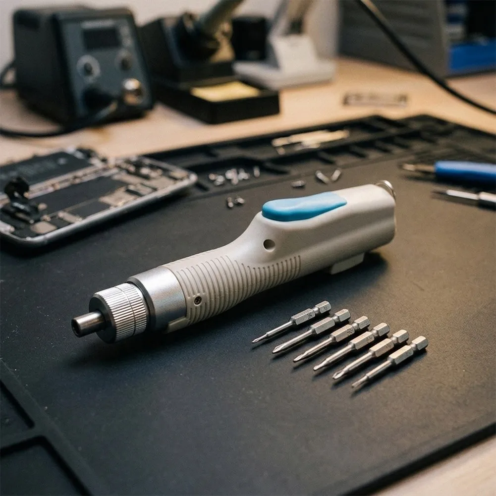 Rechargeable Cordless Electric Screwdriver with Auto-Stop Torque Control 5V/1A Charging and 5 Magnetic Bits for Laptop Fixing