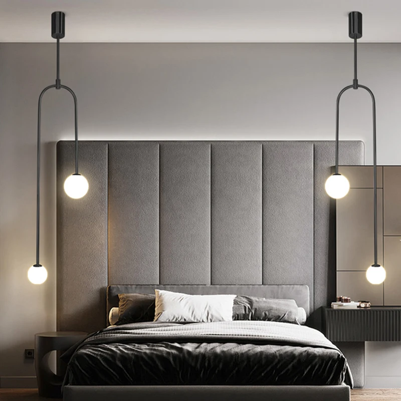 Modern Glass Ball LED Pendant Light Bedside Lamp Nordic Luxury Living Room Bedroom Corridor Ceiling Lighting Indoor Decoration