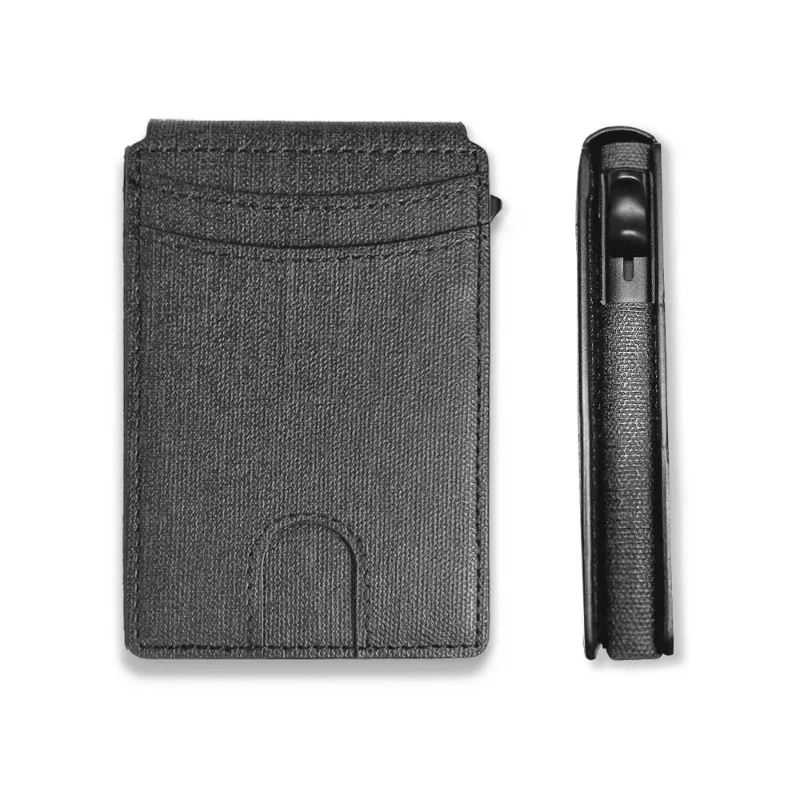 Blocking Leather Slim Wallet Credit ID Card Holder Purse Money Case for Men Women Porte Carte Badge lanyard Card Holder