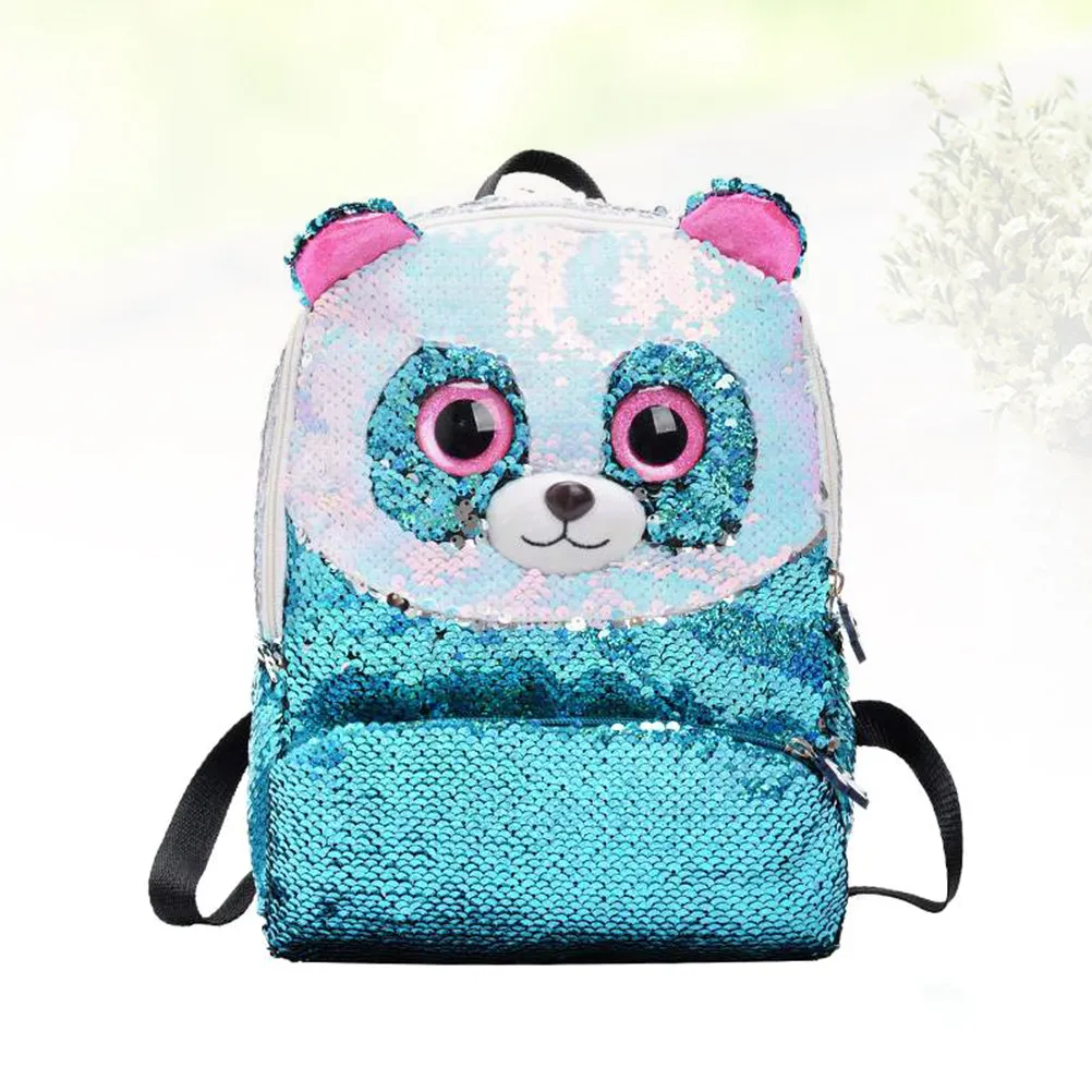 

Sky-Blue Mini Sequin Panda Backpack Children Shoulder Bag Cute Stylish Small Travel Storage Adorable Girl Backpack