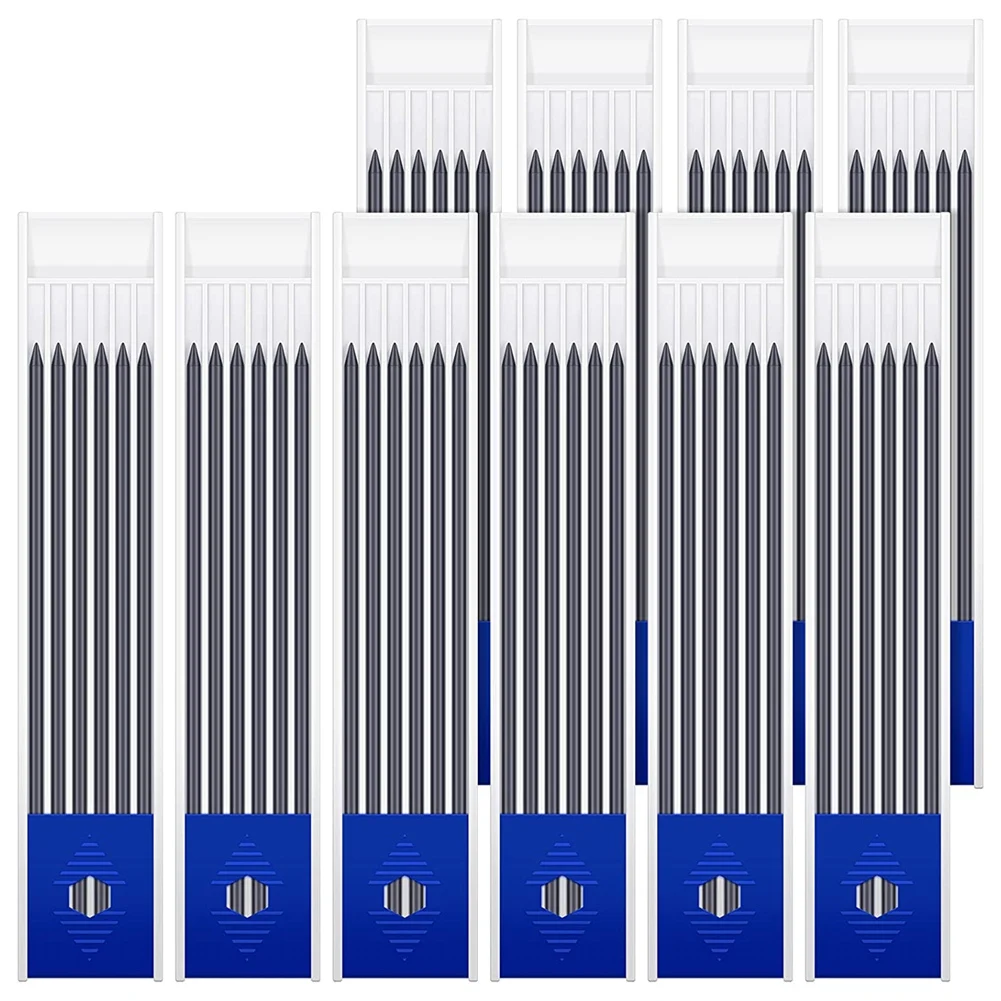 Lápis de Carpinteiro Sólido Recargas Carpintaria Lápis Mecânico Escrita Desenho Elaboração Preto 28 mm 60 Pcs