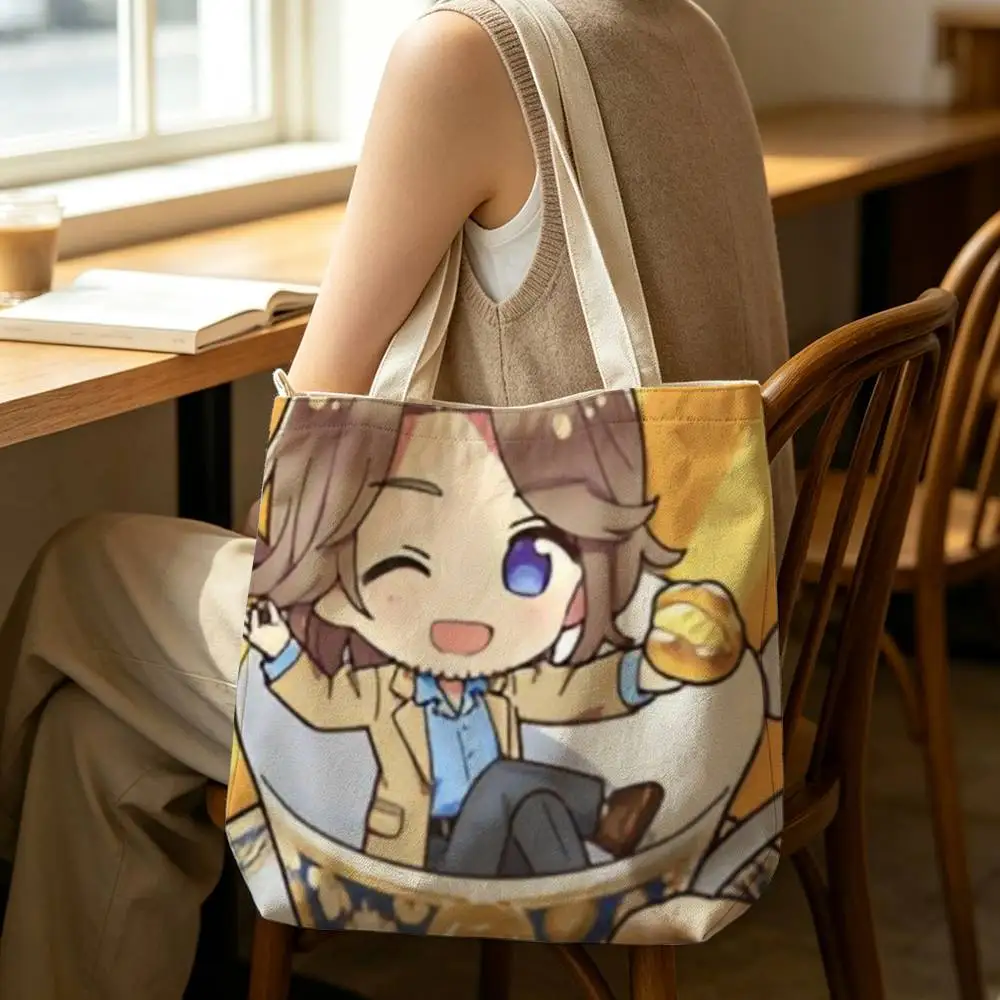 Anime Hetalia World Stars Francis Bonnefoy Tote Bag for Women Reusable Shopping Tote Bag Zippered Shoulder Bags Print