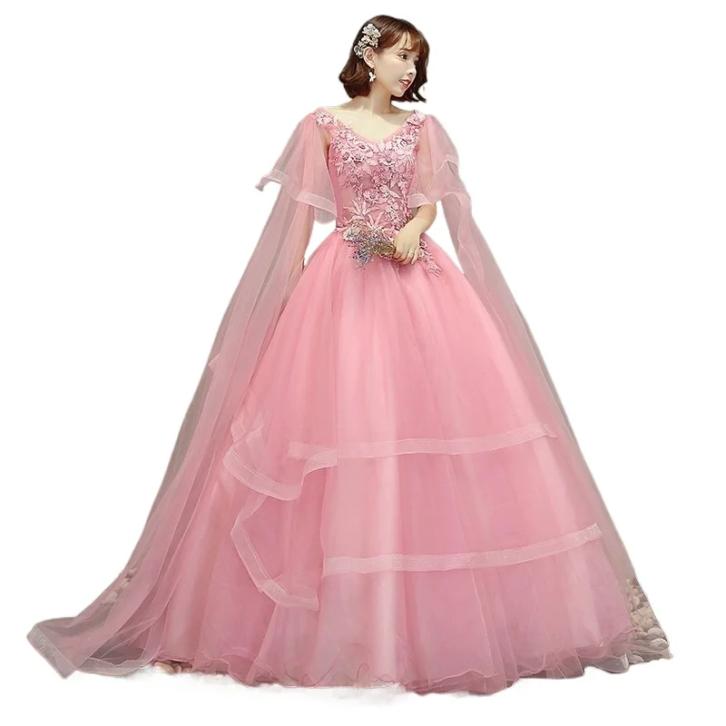 2025 novo banquete feminino emagrecimento bordado com decote em v vestido de noite moda malha voz palco anfitrião festa doce grande balanço vestido