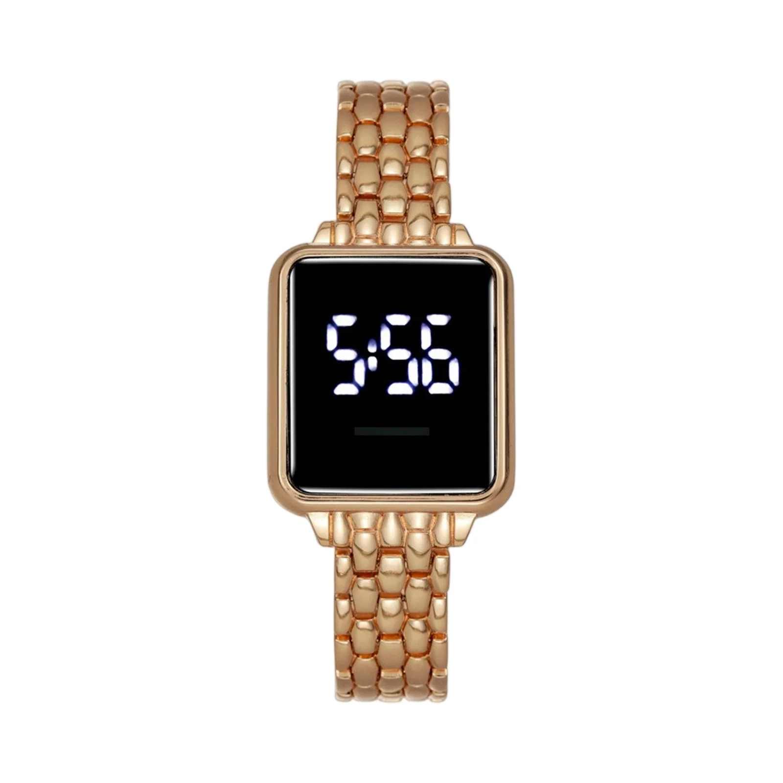 ساعة يد نسائية فاخرة بإضاءة عصرية كاجوال بنمط مربع وشاشة LED ساعة يد نسائية ملابس يومية تتطابق مع الديكور