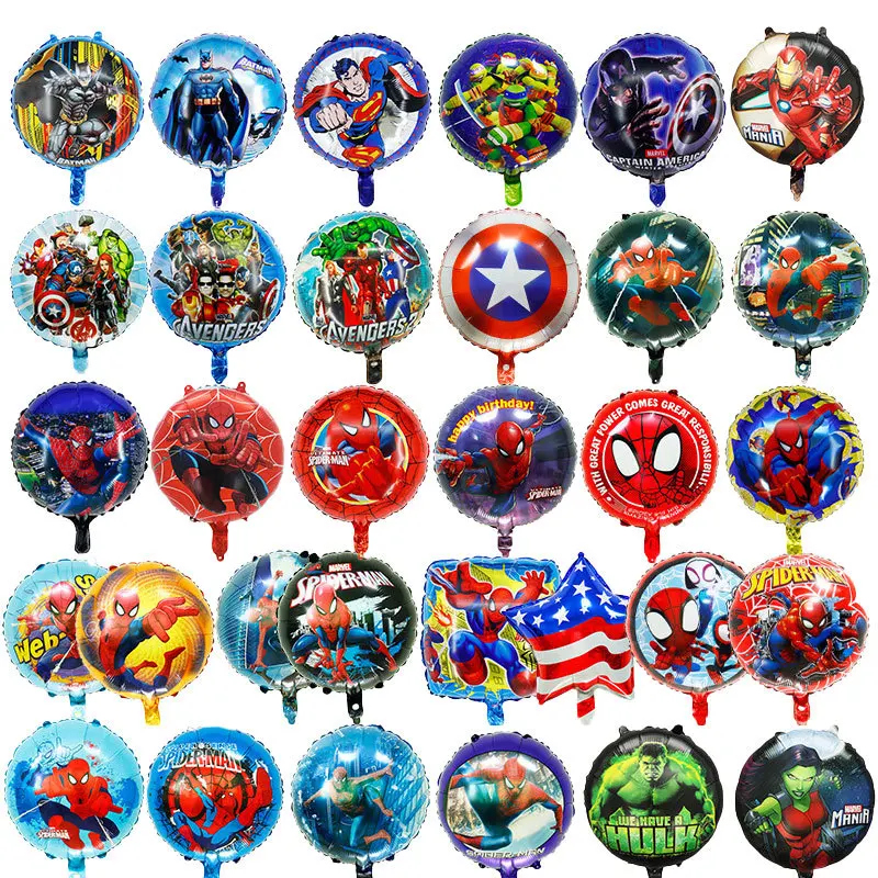 Avengers cartoon aluminum film balloon, hero Captain America Iron Man, Marvel Spider-Man birthday party