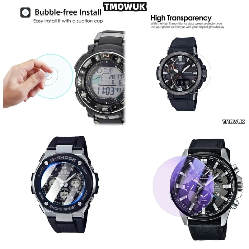 

For Casio GA100 6100 TR770 Pro-Trek EFR 303 GA-2200 GA-2100 GST-W300 Tempered Glass 9H HD Clear Anti-Scratch Film Screen Protect
