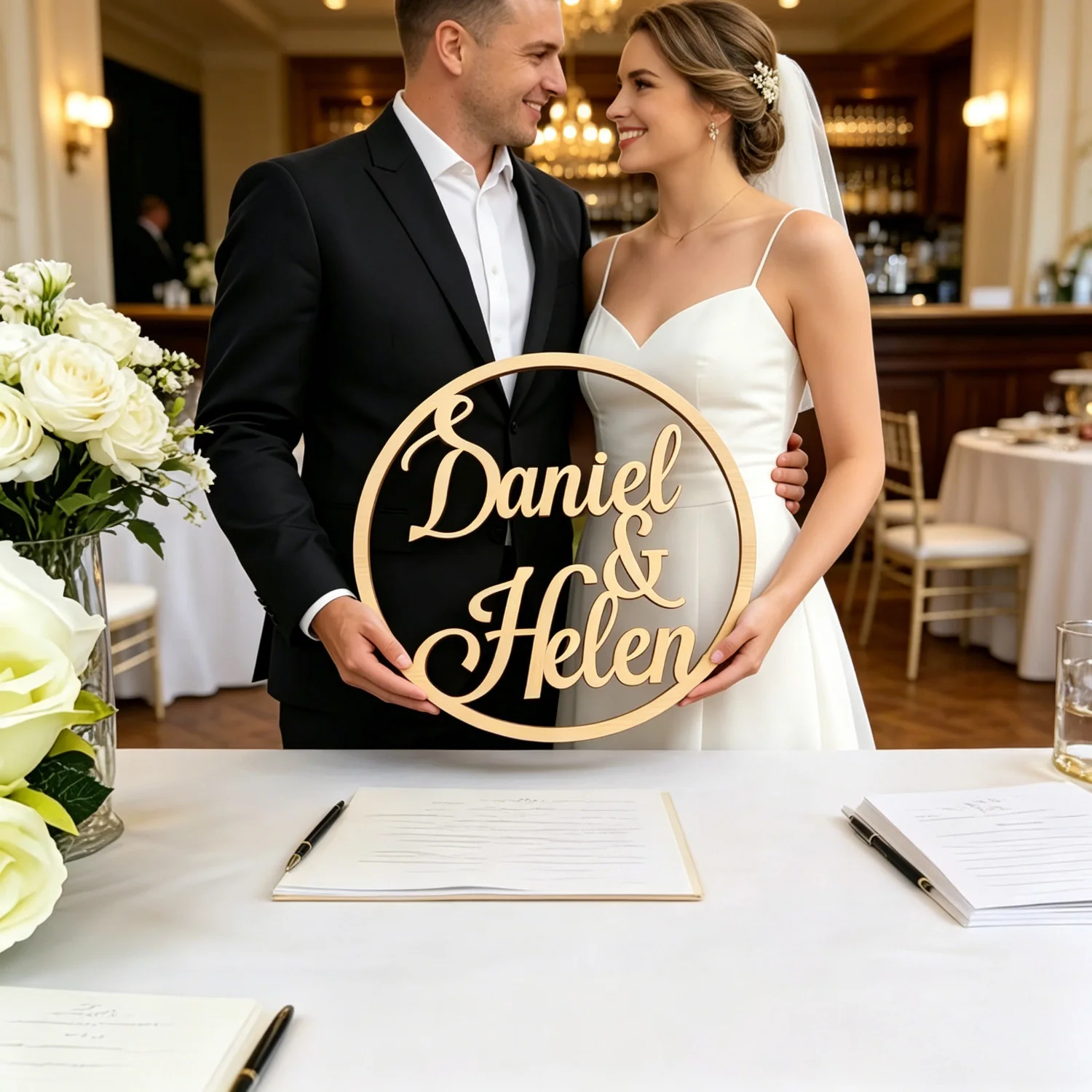 1pc Personalized Wooden Surname Brand, Customized Name/letter, Suitable for Wedding Occasions, Wall Decoration, Holiday Gifts