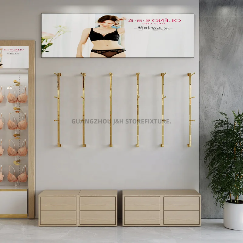 

Custom high quality lingerie display shelf shiny lingerie metal underwear display stand