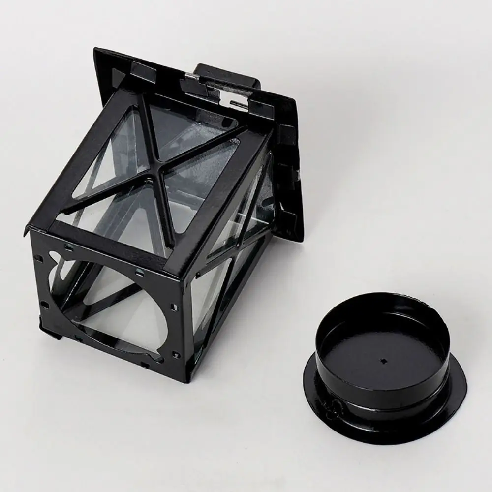 Vintage Style Candle Lantern Hanging Handle Glass Panels Decorative Candle Holder Mini Lantern Centerpiece Wedding Decorations