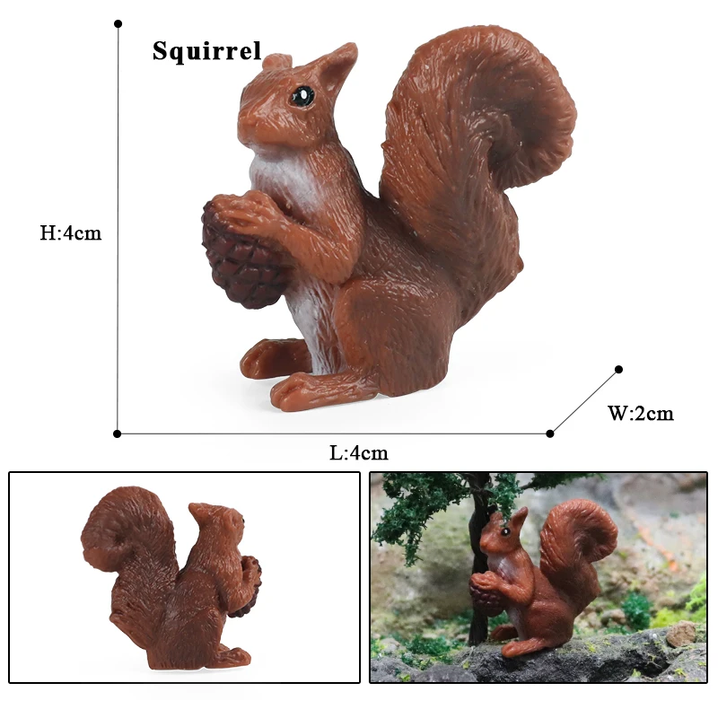 Oenux Mini Weihnachtsbäume Zeder Waldtiere Kuchendeckel Zubehör Fuchs Hirsch Kaninchen Eichhörnchen Antilope Modell Dekor Kinderspielzeug – Detail 9