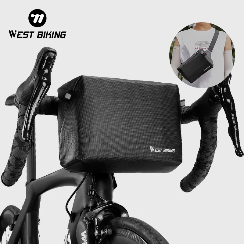 WEST BIKING Bicycle Handlebar Bag 2.5L Water-Repellent Shoulder Bag Cycling Portable Scooter Frame Pouch Bike Accessories