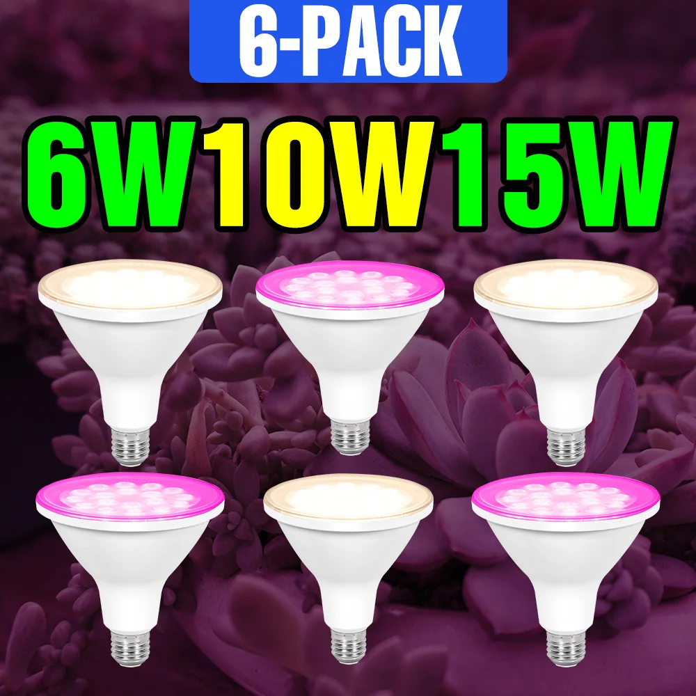 

6 Packs LED E27 Full Spectrum Grow Light Bulb 220V Indoor Potted Flower Greens Hydroponic Cultivation Plant Lamp 110V 6W 10W 16W