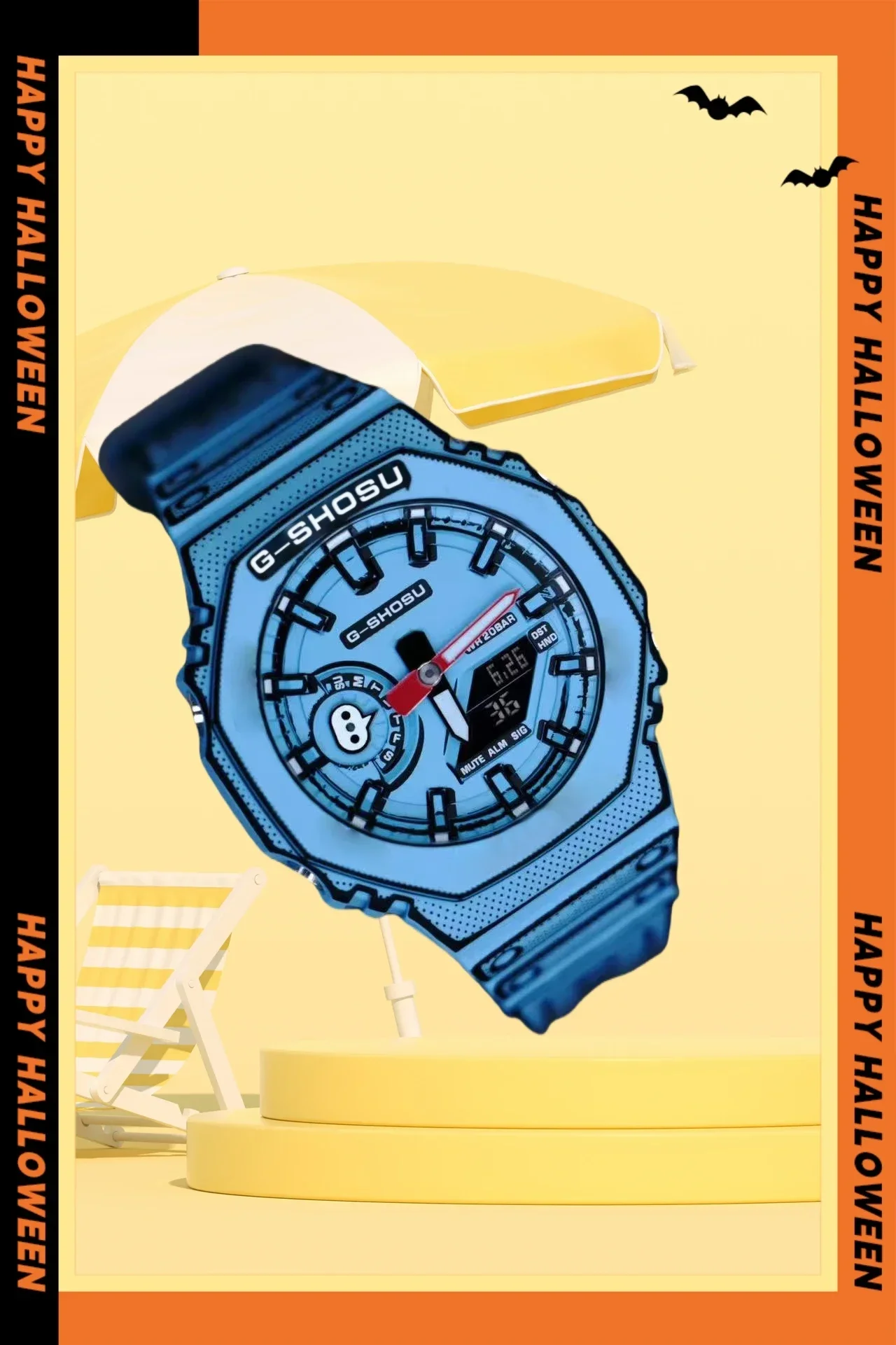 9898 Store Oak Collection Voll funktionsfähige Weltzeit-Vollfunktions-LED-Digitaluhr mit Dual-Display, Unisex, wasserdicht, großes Zifferblatt