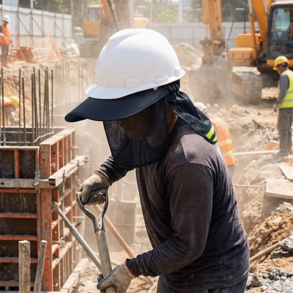 Mesh Hard Hat Sun Shield UV Protection Reflective Stripe Reflective Cap Cover Breathable Mesh Neck Sun Shield Summer