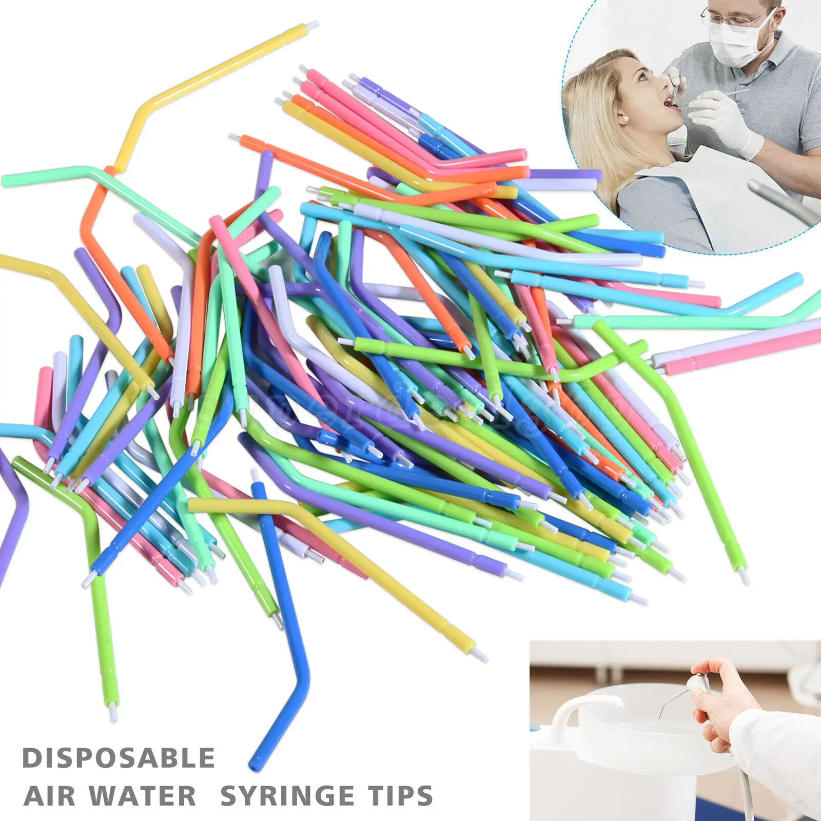 

250pcs/1Pack Dental Disposable Spray Tips Nozzles For 3-Way Air Water Syringe High Quality Plastic Colorful