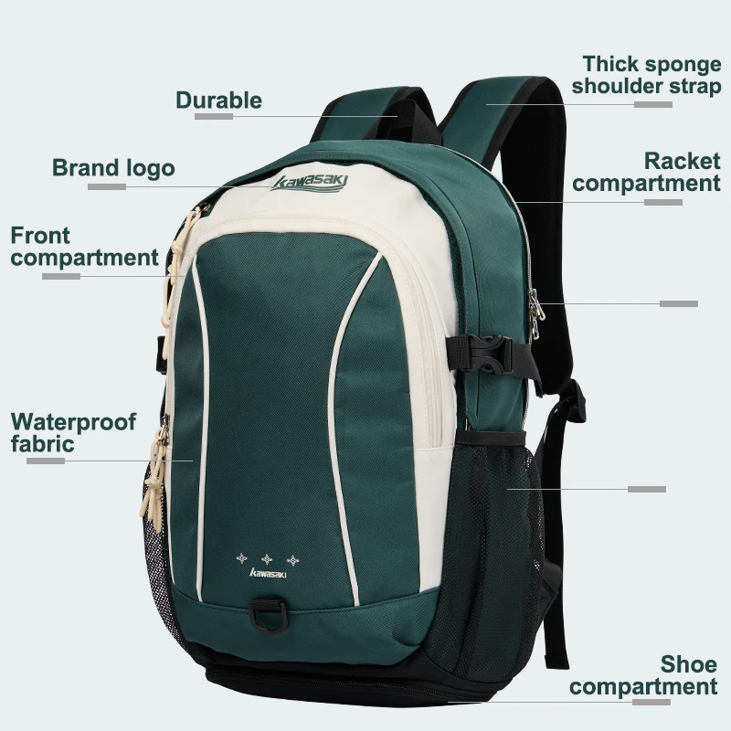 Kawasaki Backpack Badminton Bag K1G00-C8240 Tennis Backpack Men's and Women's New Multifunctional Sports Fashion Backpack