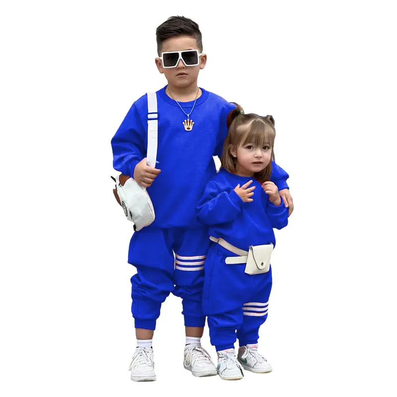 Spring Kids Children Clothing 2024 Autumn Boys Girls New Casual Sports Hoodie Solid Color Hooded Two-piece Set Kids Clothes