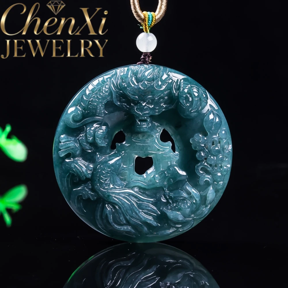Natural A-Grade Blue Water Jadeite Three-Dimensional Dragon Pendant Elegant Standout Piece Exquisite Keepsake Lucky Popular Gift
