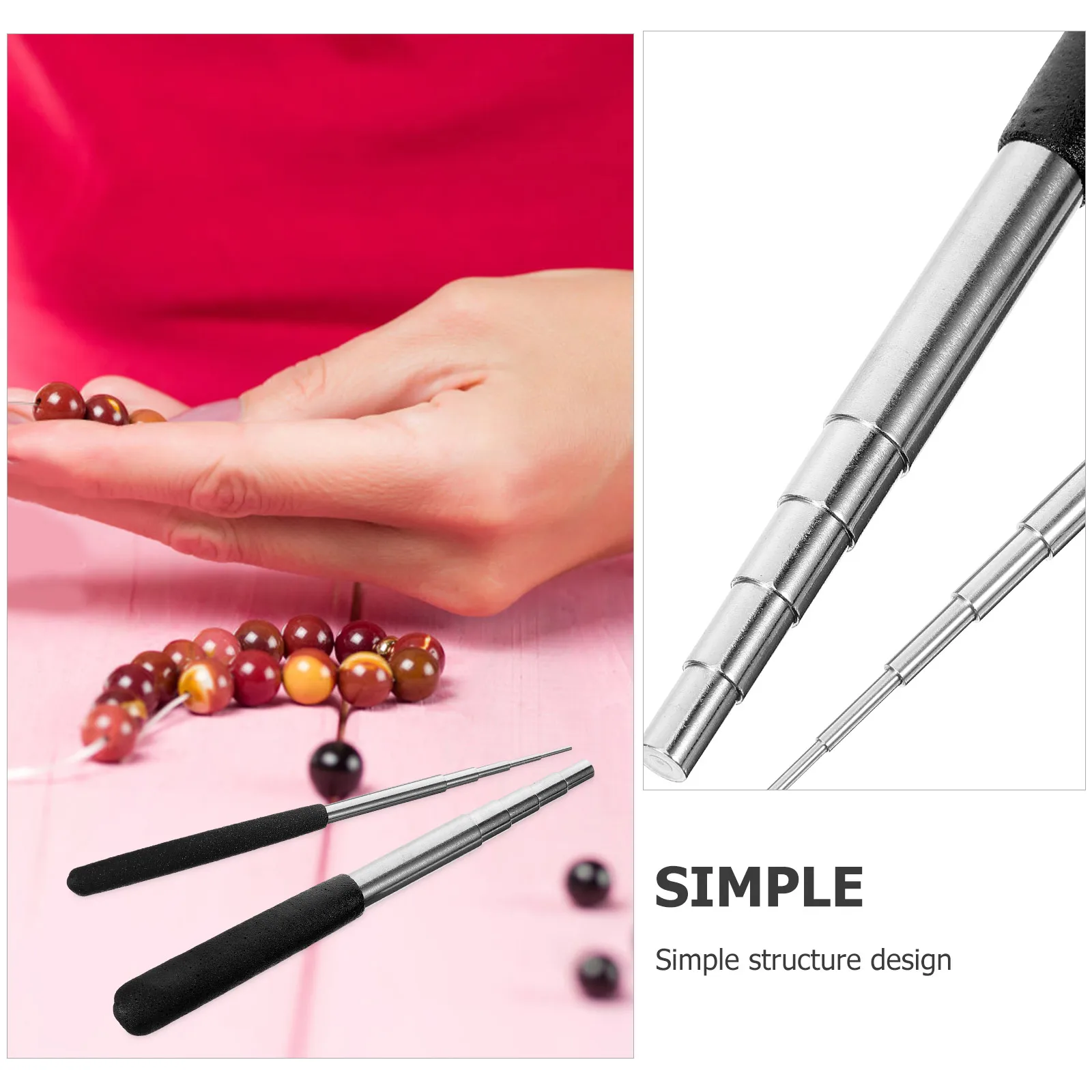 

1 set Wire Loop Rod DIY Jewelry Tools Black Textured Large+Small Size Mandrels for Beginner Professional Stainless Steel Molding