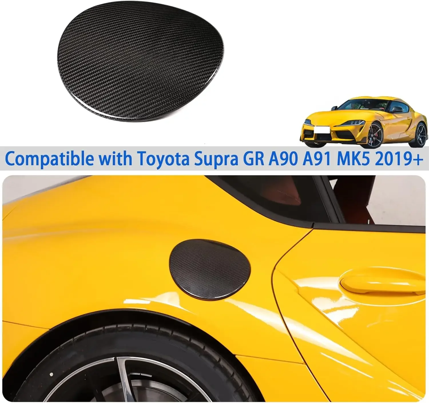 1PCS Real Carbon Fiber Car Fuel Tank Cap Trim For Toyota GR Supra MK5 A90 2019-2025 Exterior Car Gas Tank Cover Accessories 2
