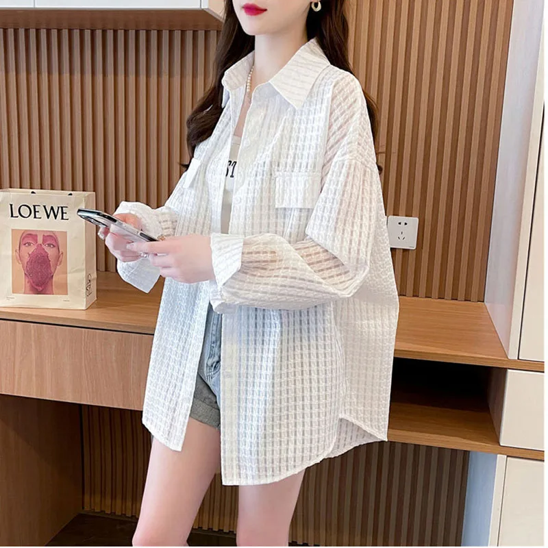 Fashion Sun Protection Shirt Women 2024 New Summer Casual Sun-Protective Clothing Coat Shirt Coats Sun Protection Clothes 115KG