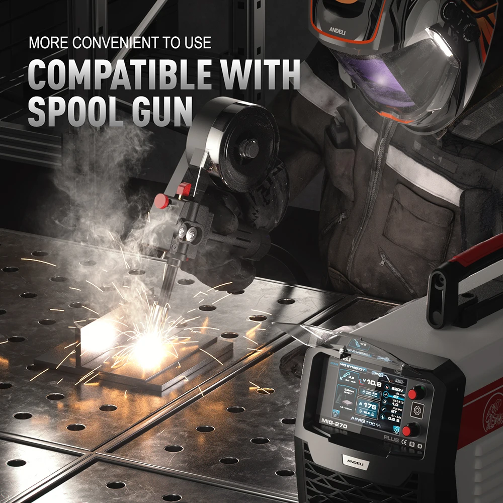 ANDELI 200A MIG Welder MIG/TIG/MMA/Aluminum Welding Gas/Gasless Semi-automatic Welding Machine 5 in 1 Multiprocess Welders