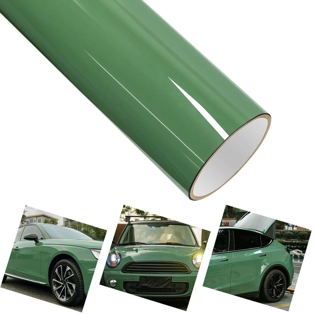 PET Auratium Green Car Vinyl Wrap Film Self Adhesive Glossy Color Change Film Bubble Free PVC Auto Body Decoration Decal Sticker