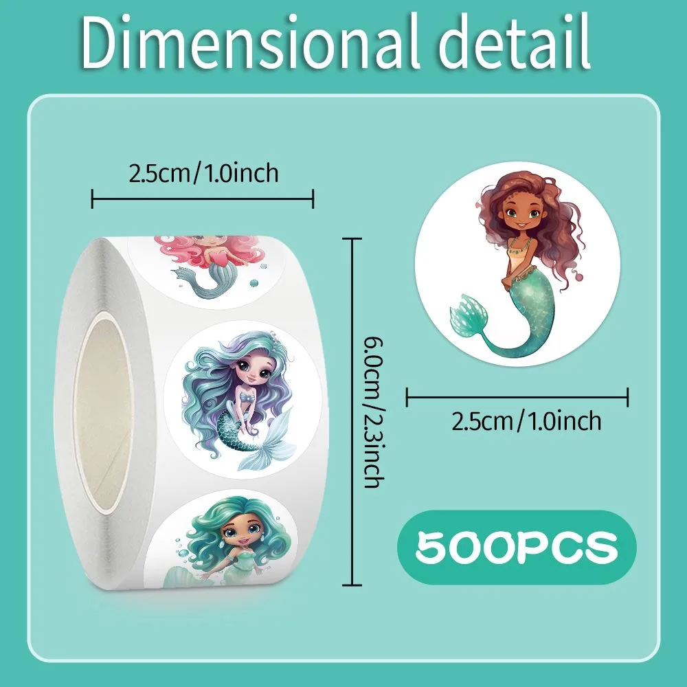 100-500pcs Cartoon Mermaid Princess stickers for kids Teacher Reward Encourage Sticker Stationery Supply for Gift Toy Decor