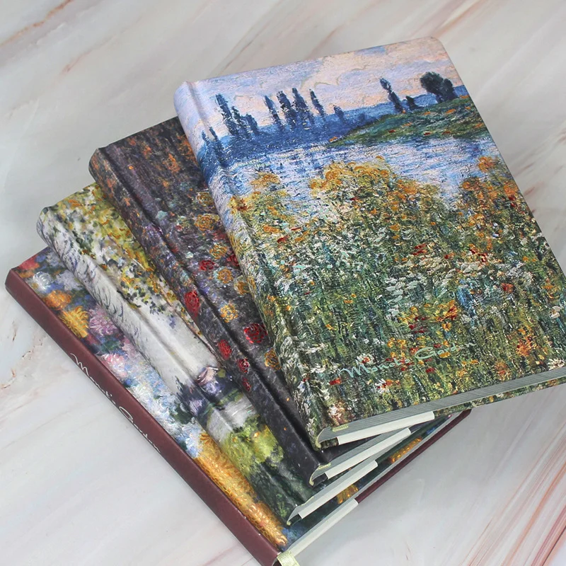 مونيه النفط اللوحة حديقة غلاف دفتر A5 كتيب/مذكرات 128 ورقة 256 صفحة سعة كبيرة الرجعية الأدبية المفكرة دراسة #2