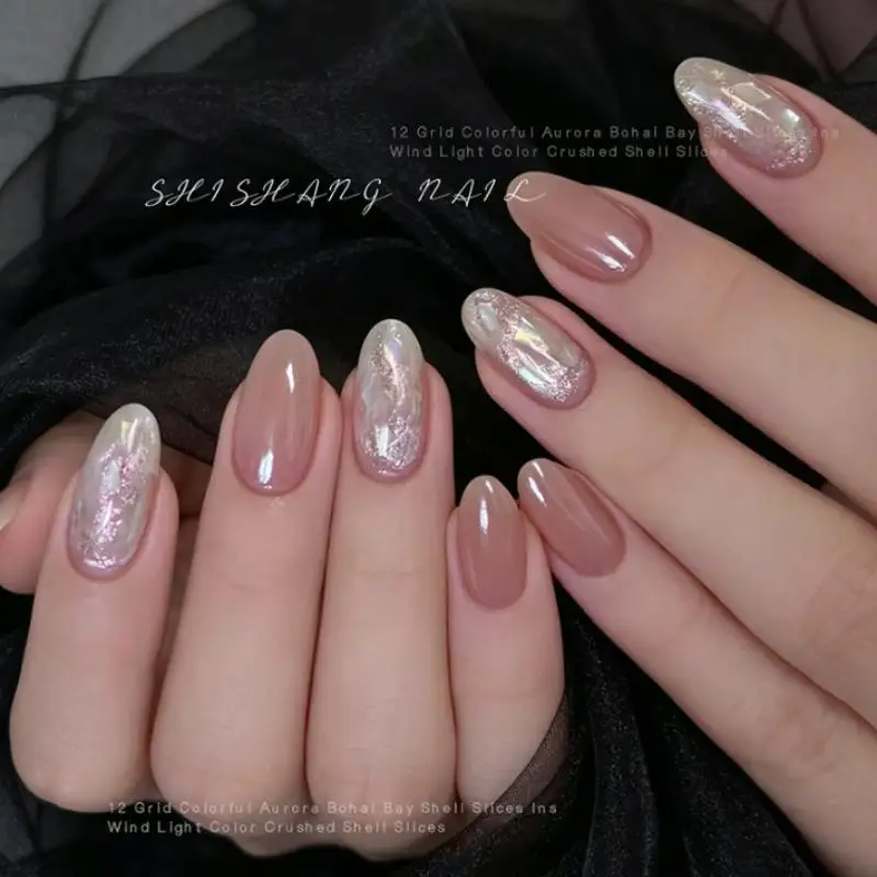 Aurora Shell 3D Nail Art Sequins Irregular Shiny Slice Flakes Nail Decor Charms for Home DIY Manicure Salon Beauty Use
