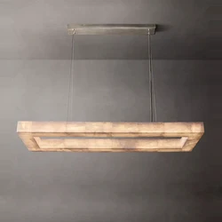 Rectangular Retro American Marble Black LED Hanging Lamps Ceiling Chandelier Lighting 2026 New Trend Lustre For Dinning Room