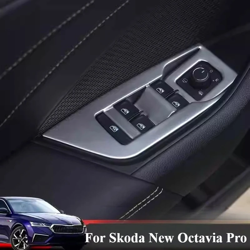 For Skoda New Octavia Pro Window Switch Panel Door Console Panel Frame Interior Refit Decoration Accessories Car Styling view 2