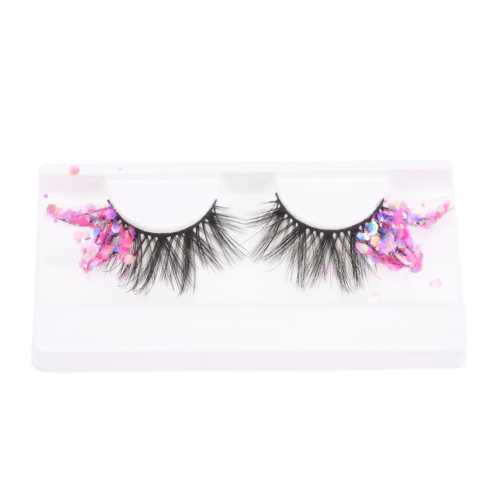 1 par brilhante cílios postiços fluorescência extensões de cílios profissional uso do salão de beleza lantejoulas glitter cílios postiços maquiagem dos olhos