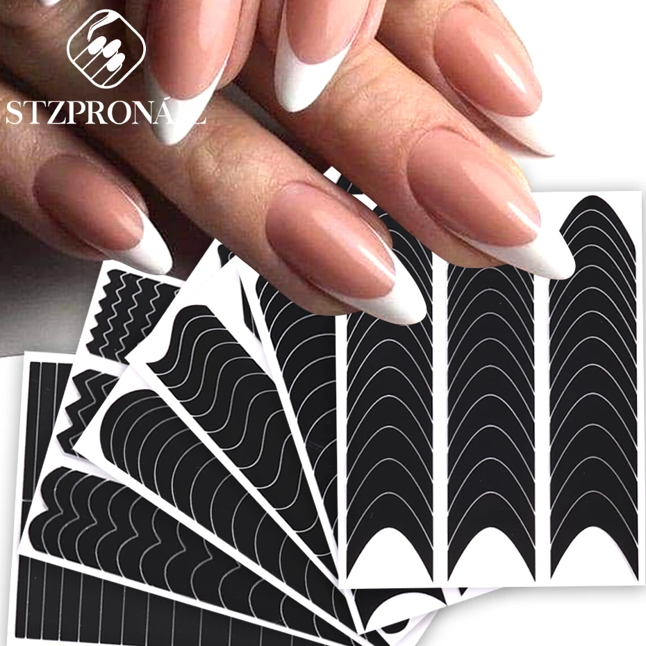 Französisch Maniküre Streifen Nagel Formen Hilfs aufkleber Lächeln V-förmigen Streifen Form DIY Wellenlinie Nail Art Dekoration Zubehör Werkzeuge